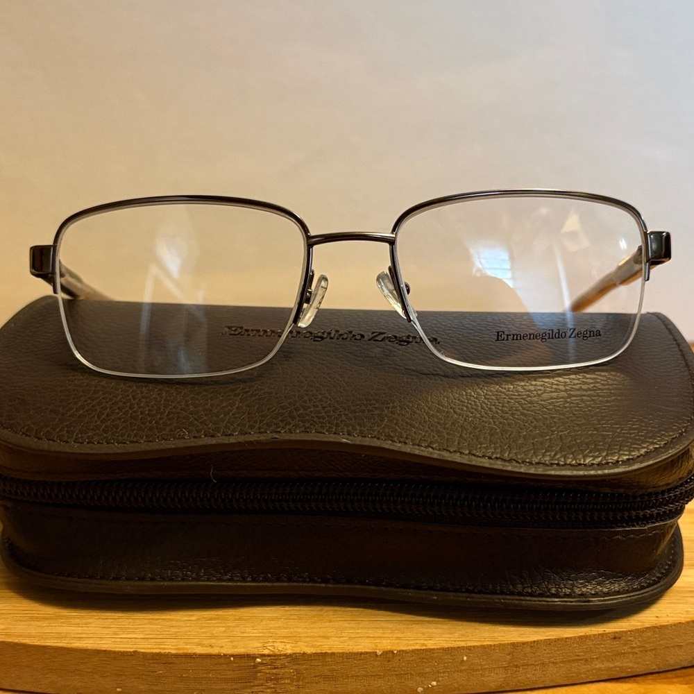 Ermenegildo Zegna Taupe and Silver Eyeglasses